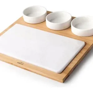BANDEJA APERITIVO MARMOL/BAMBU 3 CUENCOS 28,2 X 28,2 CM Nuevo Modelo