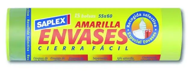 Premium BOLSA BASURA 30 L (15 UDS) CIERRA FACIL AMARILLA ENVASES 55X60 CM G-70