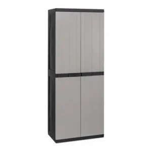 Garantía Incluida ARMARIO RESINA 4 ESTANTES ESCOBERO NEGRO GRIS 65 X 37 X 165 CM