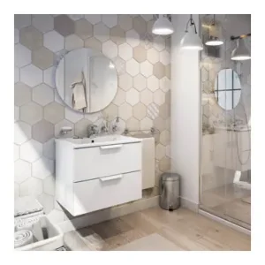 MUEBLE LAVABO 60 CM SIN ESPEJO 2 CAJONES SUSPENDIDO A Buen Precio