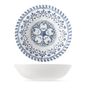 ENSALADERA MELAMINA AZULEJO BLANCO AZUL 28CM Exclusivo