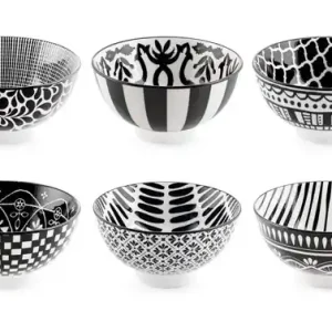 Artesanal BOL PORCELANA MIRAGE BLANCO-NEGRO Ø 12,5CM