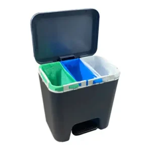 CUBO CON PEDAL ECOLOGICO CON DIVISIONES 45 L ANTRACITA Lujoso