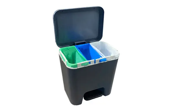 CUBO CON PEDAL ECOLOGICO CON DIVISIONES 45 L ANTRACITA Lujoso