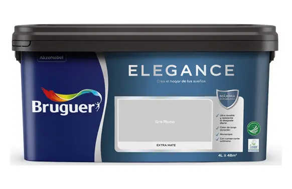 Precio Rebajado PINTURA PLASTICA INTERIOR MONOCAPA ELEGANCE MATE 4 L NEUTROS ATEMPORALES GRIS PLUMA