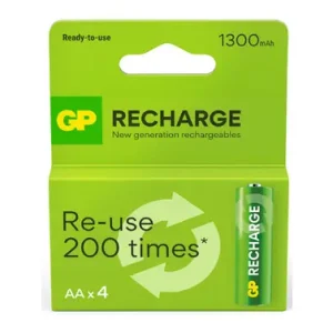 PILA RECARGABLE RECHARGE 4 UNID LR6 AA 1300 MAH Marca Reconocida