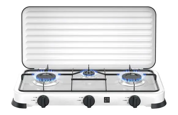 COCINA CAMPING GAS CON TAPA 3 FUEGOS Premium