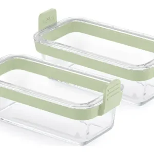 Stock Limitado CESTAS RECTANGULARES DE VIDRIO TRANSPARENTE (SET 2 UNIDADES) 19,9X9,4X8,9CM