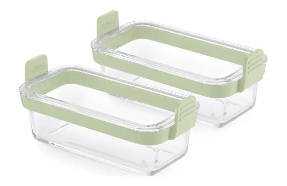 Stock Limitado CESTAS RECTANGULARES DE VIDRIO TRANSPARENTE (SET 2 UNIDADES) 19,9X9,4X8,9CM