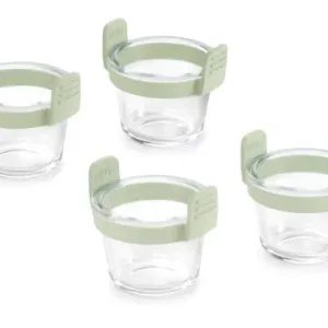 MINI VASOS DE VIDRIO TRANSPARENTE (SET 4 VASOS) 10,9X9,5X9,6CM Máxima Calidad