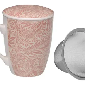 Auténtico TAZA INFUSION ROSA CON TAPA 0,35L 8,5X8,5X10,2CM