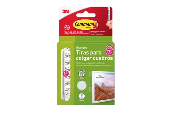 Auténtico TIRAS ADHESIVAS PARA CUADROS 8 TIRAS GRANDE BLANCA