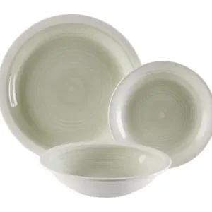 VAJILLA CERAMICA 18 PZAS LEGRAND GRIS VERDOSO Original