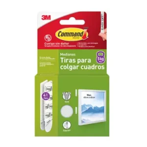 TIRAS ADHESIVAS PARA CUADROS MEDIANA BLANCA Precio Reducido