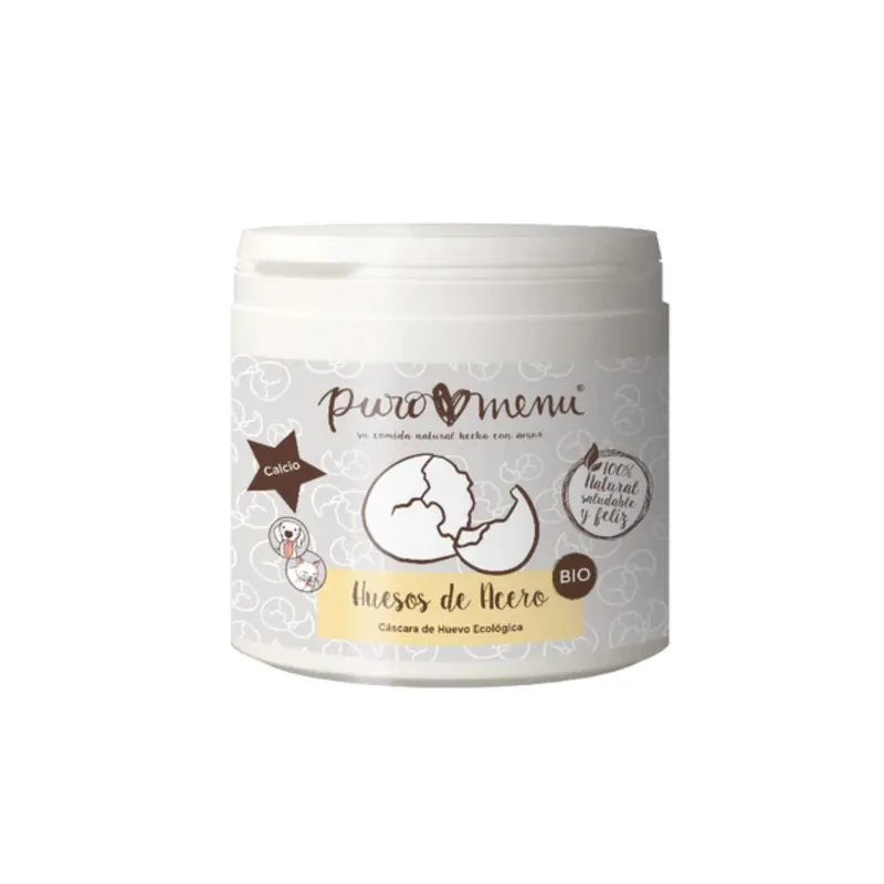 Novedad Huesos de Acero Cáscara de Huevo BIO Suplemento para perros y gatos Puromenu 150 g