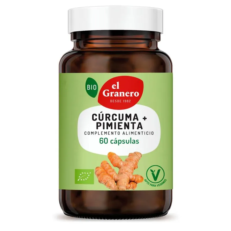 Envío Exprés Cúrcuma + Pimienta BIO El Granero, 60 Cápsulas
