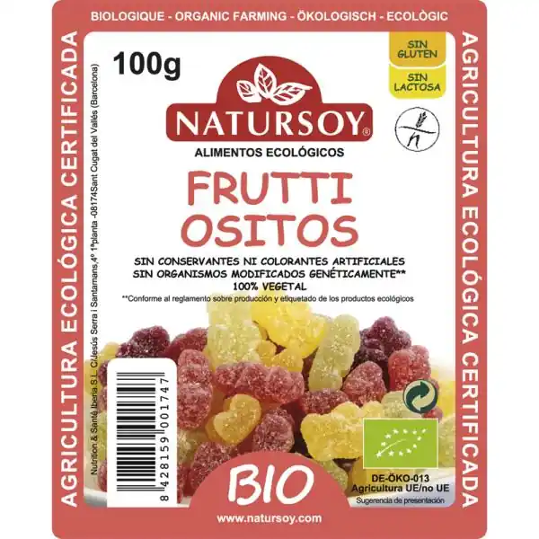 Gominolas Frutti ositos cubierta de azúcar Natursoy 100 g Envío Internacional