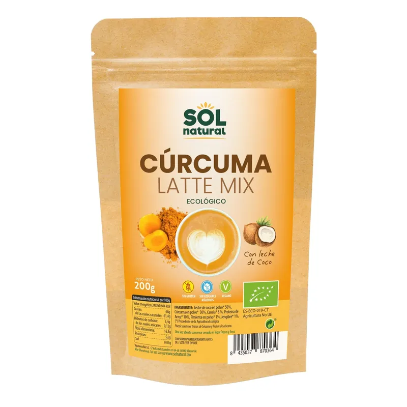 Más Vendido Cúrcuma Latte Mix bio 200 g Sol Natural