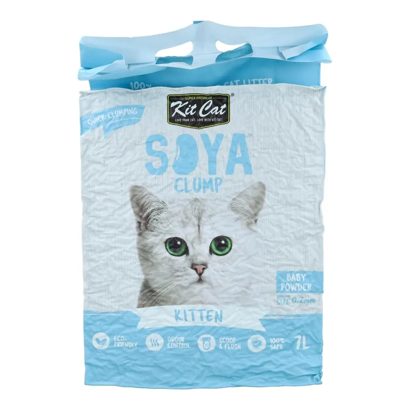Kit Cat Arena Eco SoyaClump - Kitten Baby Powder 7 L Arena para gatos Promoción