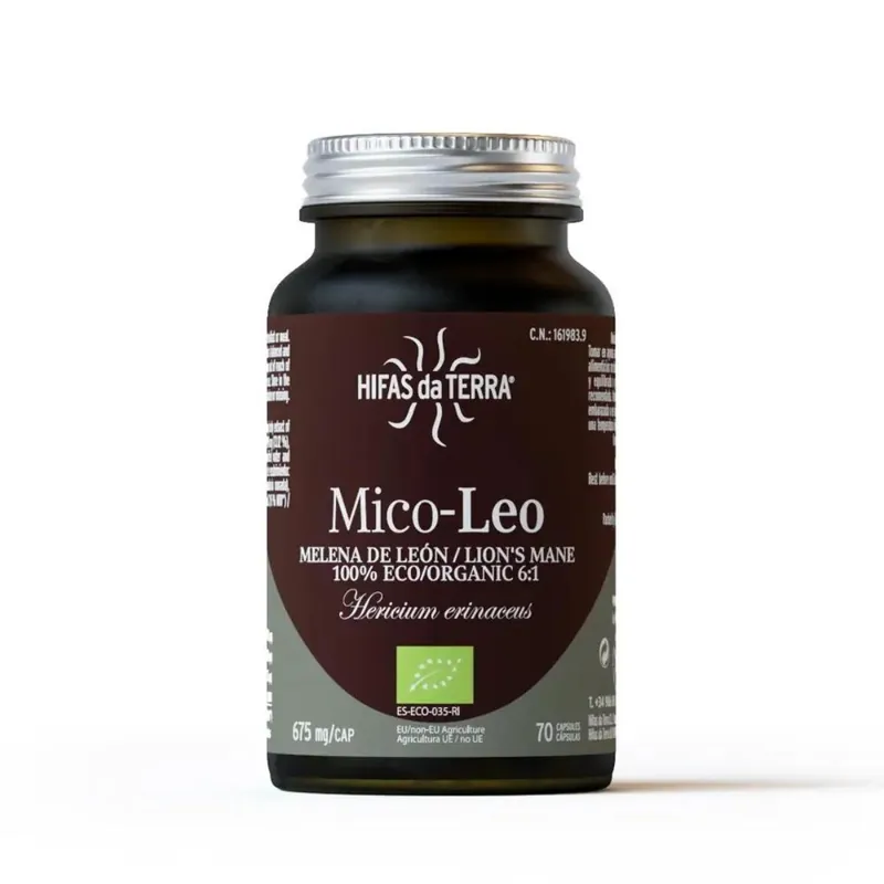 Hecho A Mano Mico Leo Melena de León BIO Hifas da Terra 675 mg 70 cápsulas