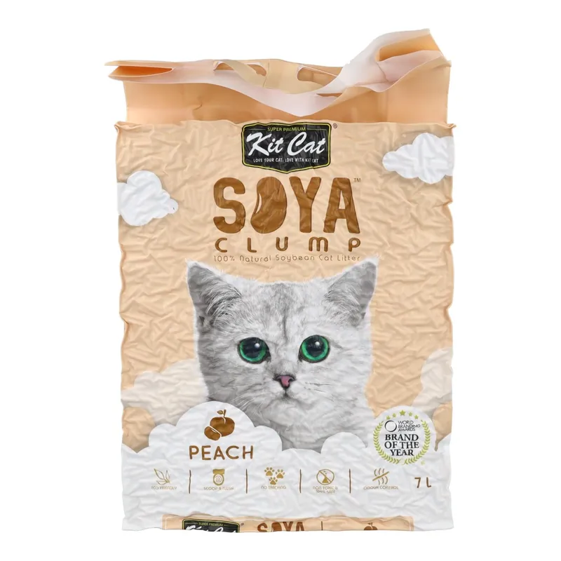 Alta Calidad Kit Cat Arena Eco SoyaClump - Peach 7 L Arena para gatos