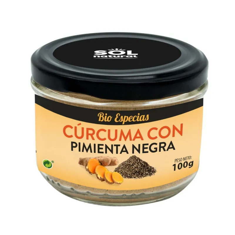 Profesional Cúrcuma con pimienta negra en polvo bio Sol Natural 100 g
