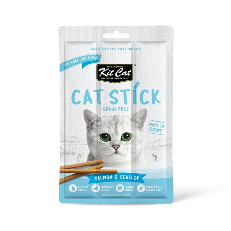 Kit Cat Cat Stick - Salmón & Vieiras 15 g Snack semihúmedo para gatos A Buen Precio