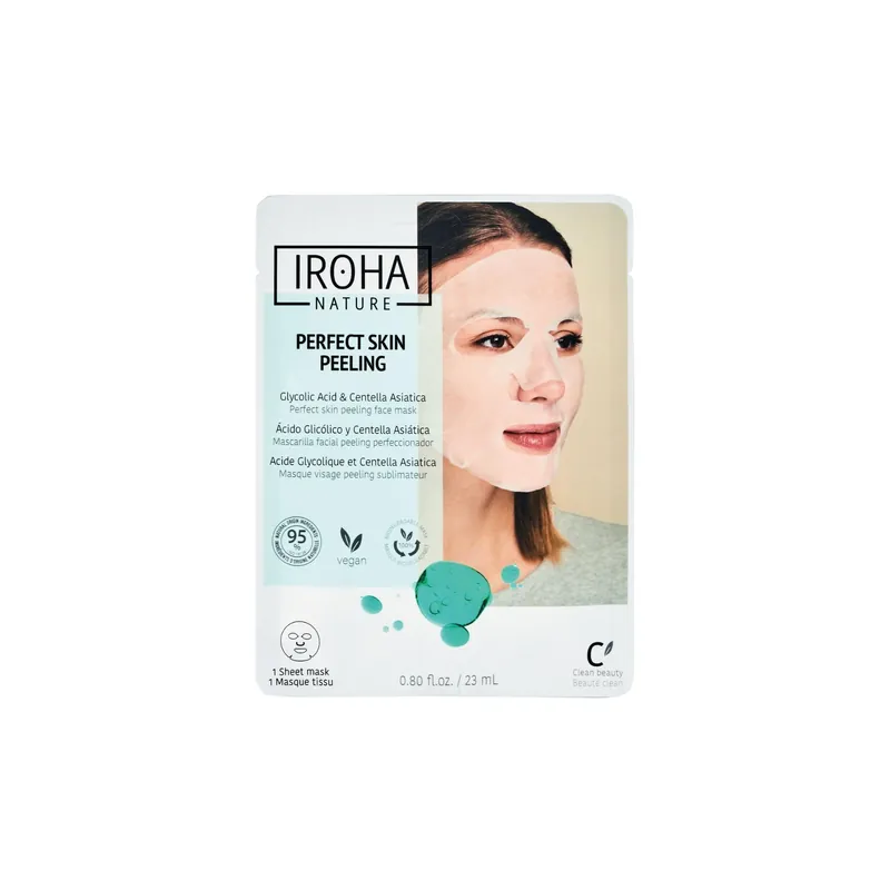 Envío Inmediato Mascarilla Facial Tisú Peeling Piel Perfecta Ácido Glicólico Iroha Nature 23 ml