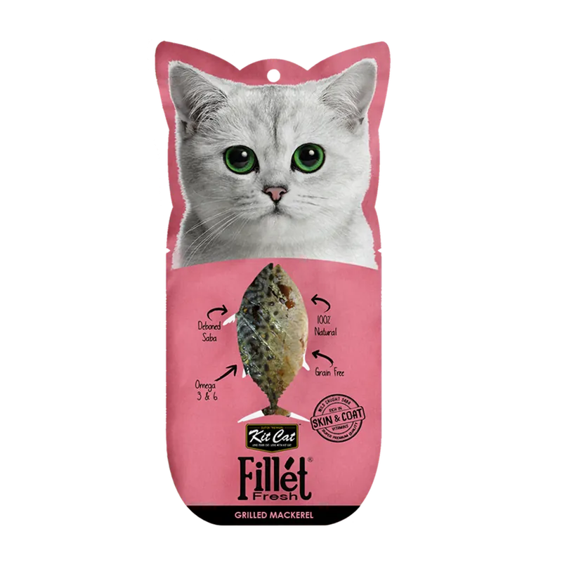 Stock Limitado Kit Cat FilletFresh - Caballa a la parrilla 30 g Snack natural para gatos