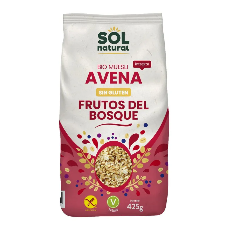 Muesli de avena sin gluten con frutos del bosque bio Sol Natural 425 g Gran Oferta