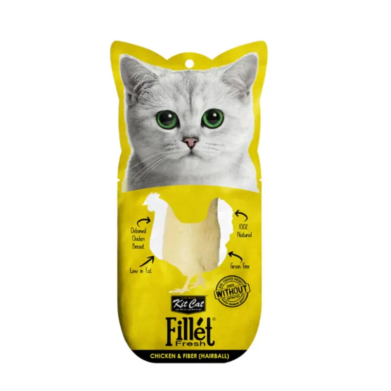 Kit Cat FilletFresh - Pollo y Fibra (Hairball) 30 g Snack natural para gatos Precio Económico