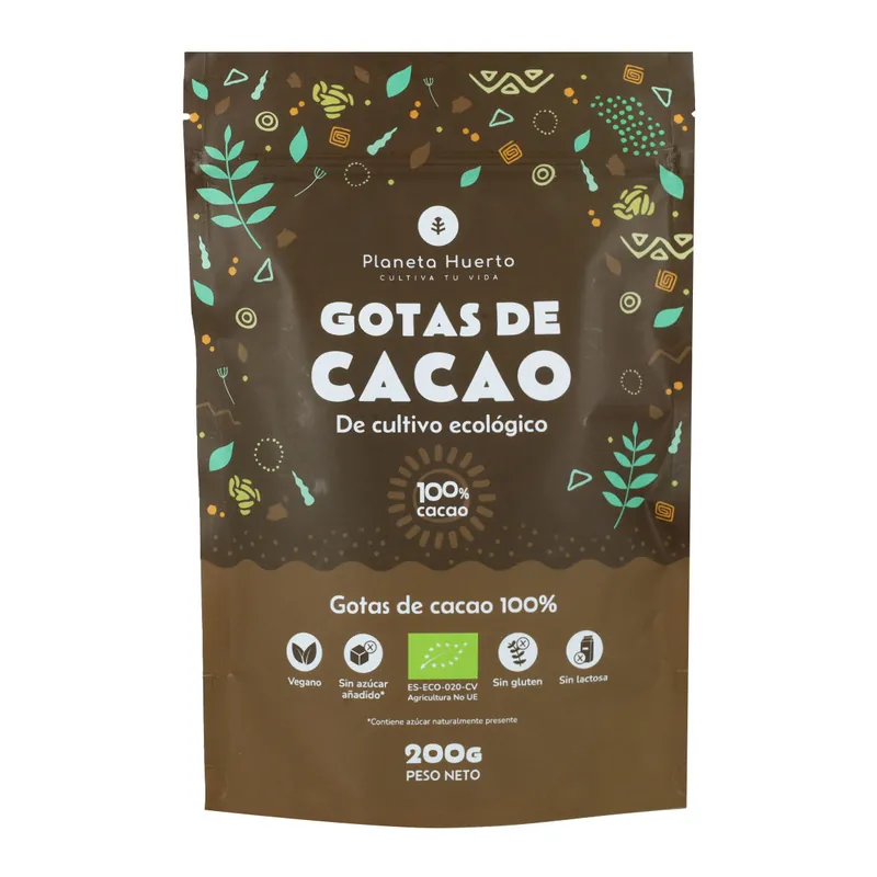 Súper Precio Gotas de Chocolate 100% cacao ECO Planeta Huerto 200 g