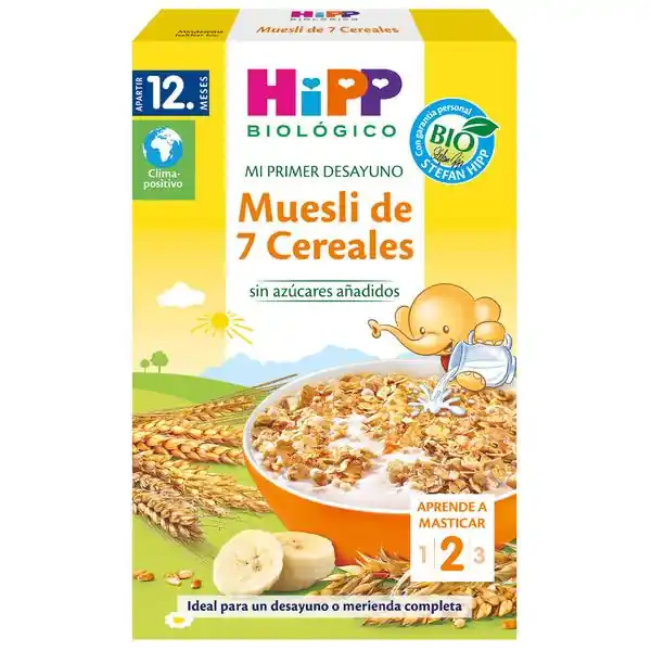 Más Vendido Muesli para niños con 7 Cereales Bio +12 meses HiPP 200 g