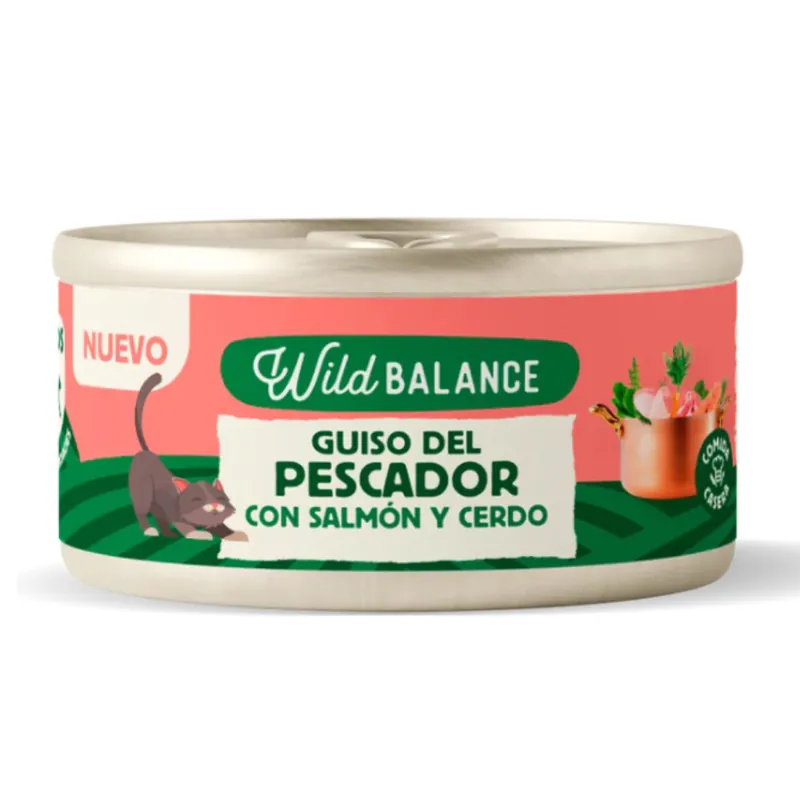 A Buen Precio Lata completa Guiso del Pescador con Salmón y Cerdo para Gatos Wild Balance 80 g