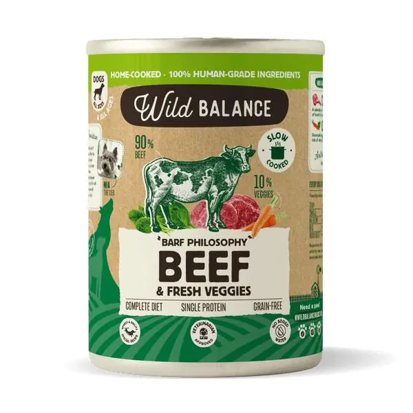 Directo De Fábrica Lata de Ternera BARF para perros Wild Balance 400 g