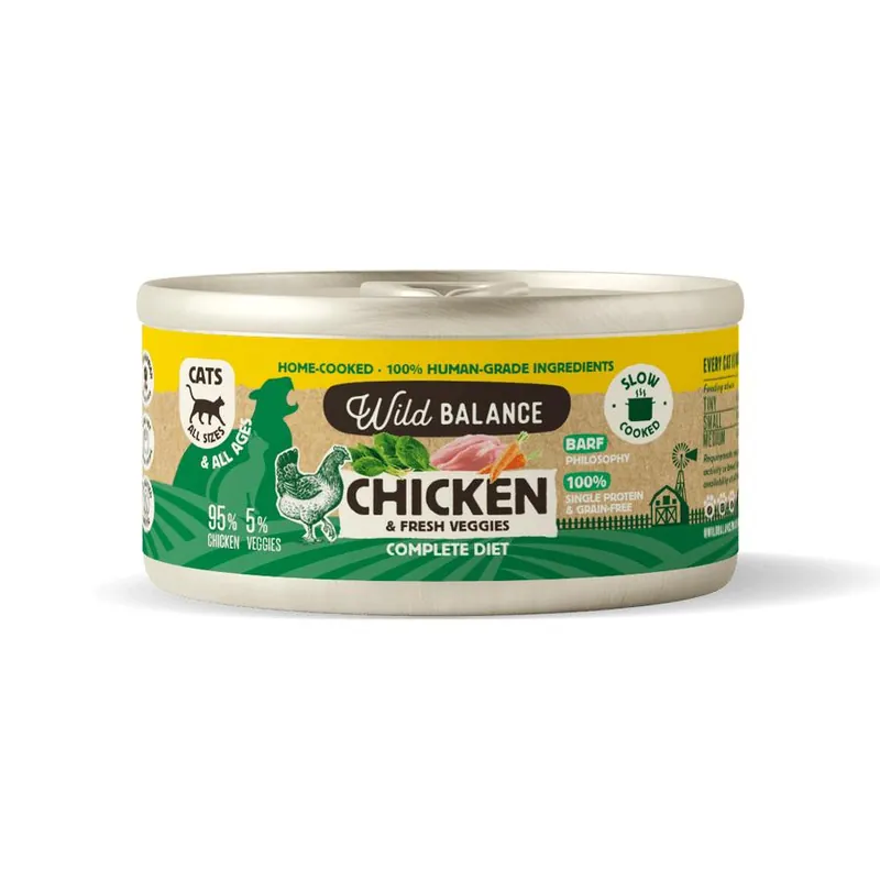 Lata de pollo BARF para gatos Wild Balance 120 g Stock Limitado
