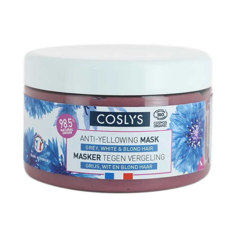Exclusivo Mascarilla capilar anti-amarilleo pelo blanco / rubio Coslys 250 ml