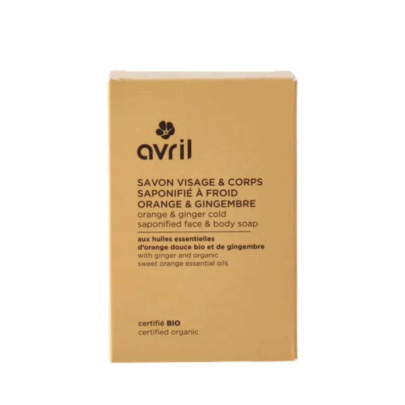 Jabón para rostro y cuerpo proceso en frío de naranja y jengibre Avril 100g Precio Económico