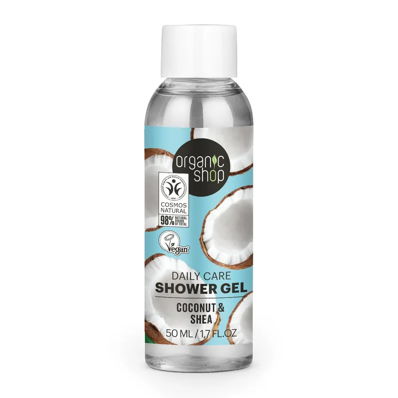 Gel de ducha para el cuidado diario coco y karité Organic Shop 50 ml Última Versión