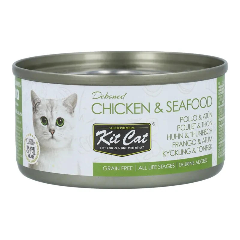 Kit Cat Lata Toppers - Pollo & Atún 80 g Comida húmeda para gatos en gelatina Disponible Ahora