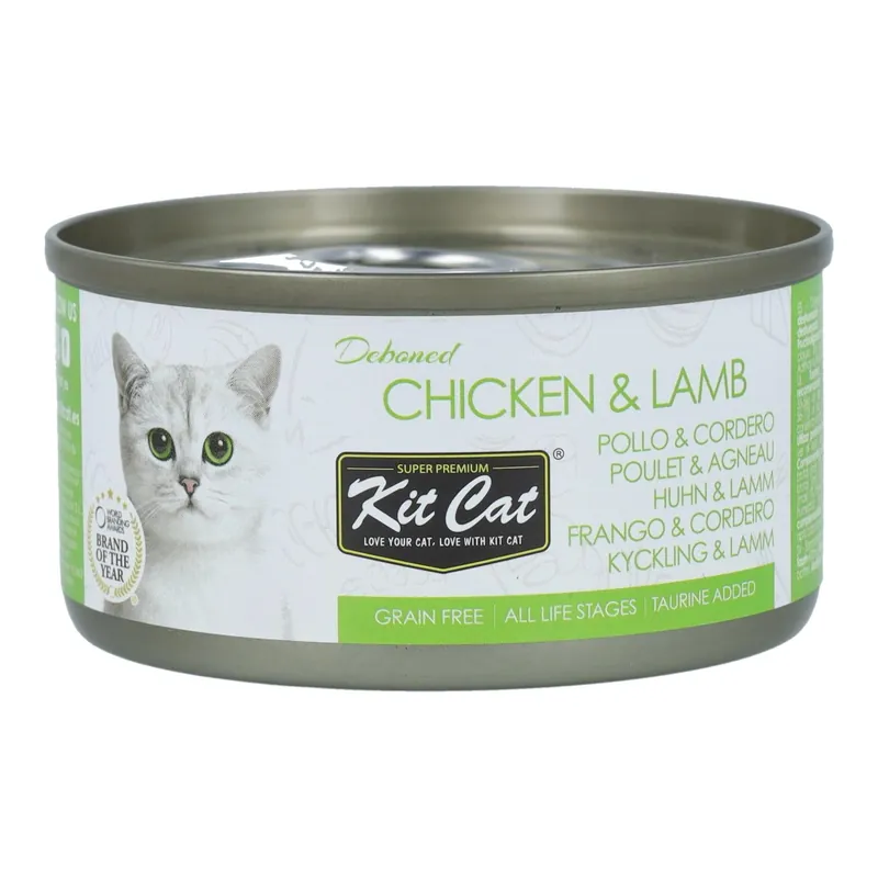 Certificado Kit Cat Lata Toppers - Pollo & Cordero 80 g Comida húmeda para gatos en gelatina