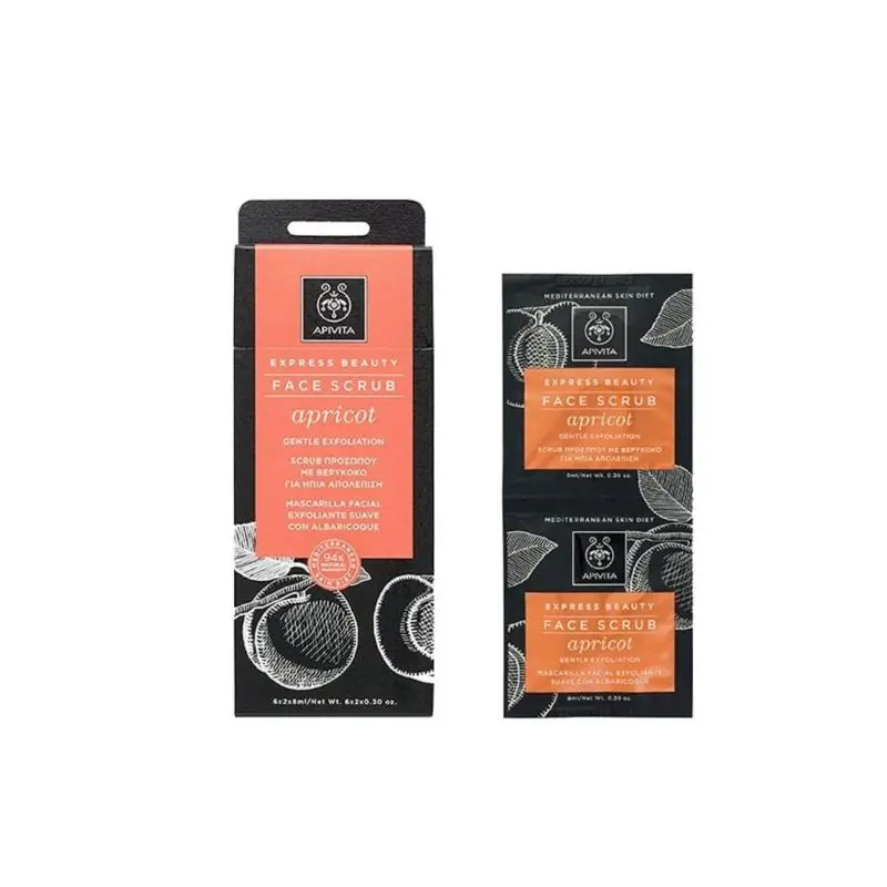 Gel de exfoliación albaricoque Express Beauty Apivita 2 x 8 ml Profesional