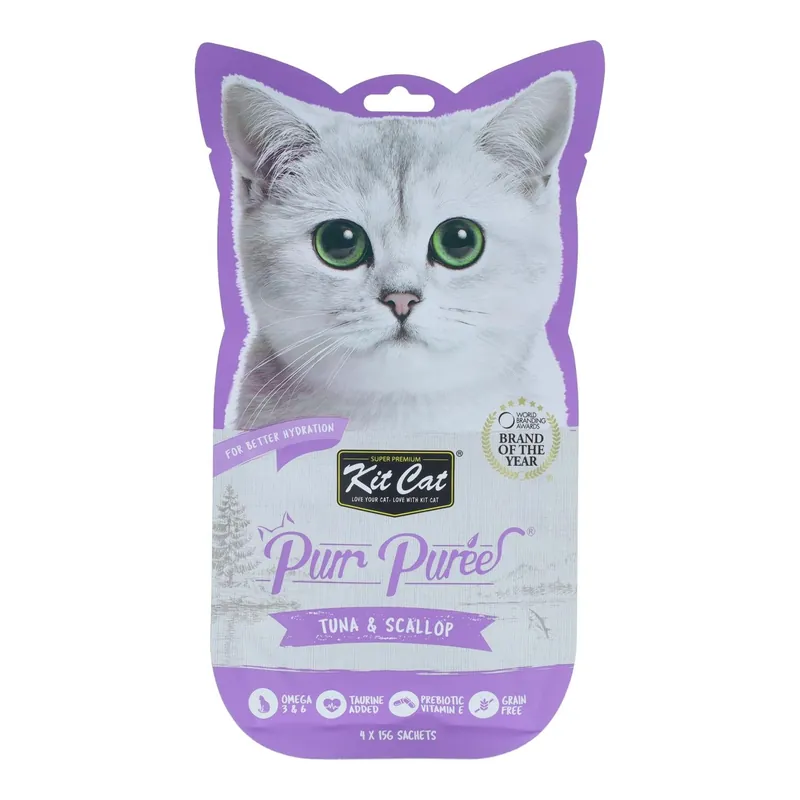 Bestseller Kit Cat PurrPuree - Atún y Vieiras 60 g Snack cremoso para gatos