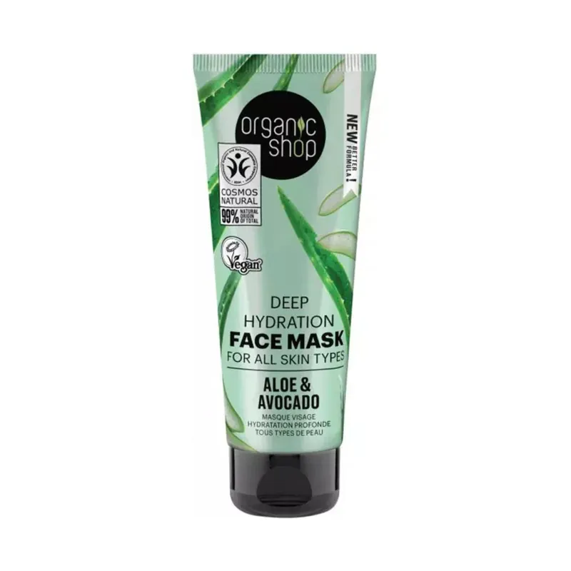Popular Mascarilla facial de hidratación profunda aguacate y aloe, Organic Shop 75 ml