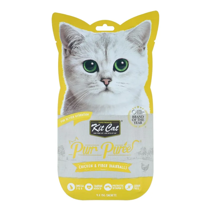 Kit Cat PurrPuree - Pollo y Fibra 60 g Snack cremoso para gatos Descuento