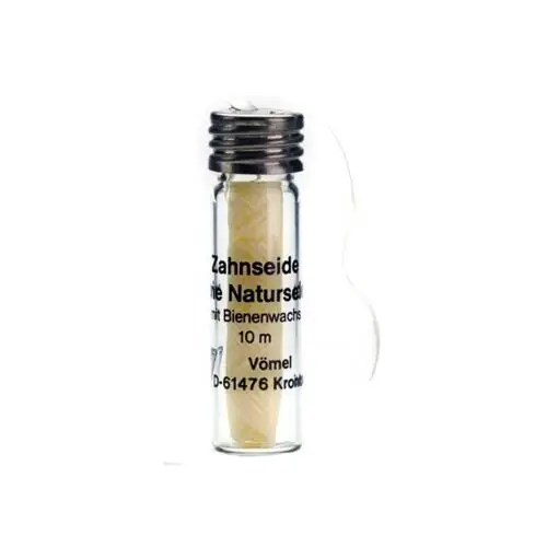Hilo dental de seda natural con cera de abeja, dispensador cristal, 10m Vomel Descuento