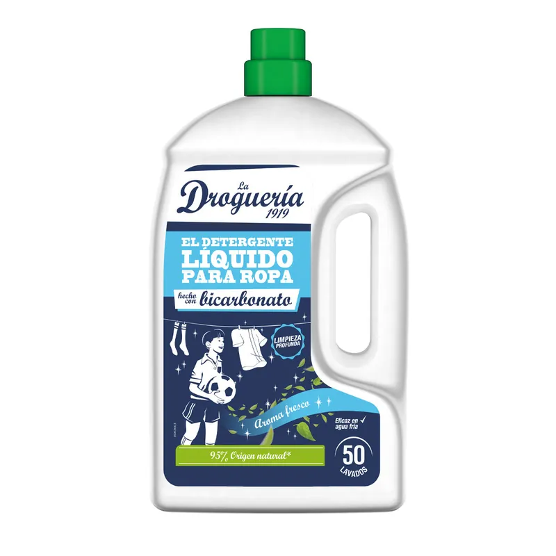 Liquidación Detergente líquido con bicarbonato aroma fresco botella LA DROGUERIA 1919 50 dosis