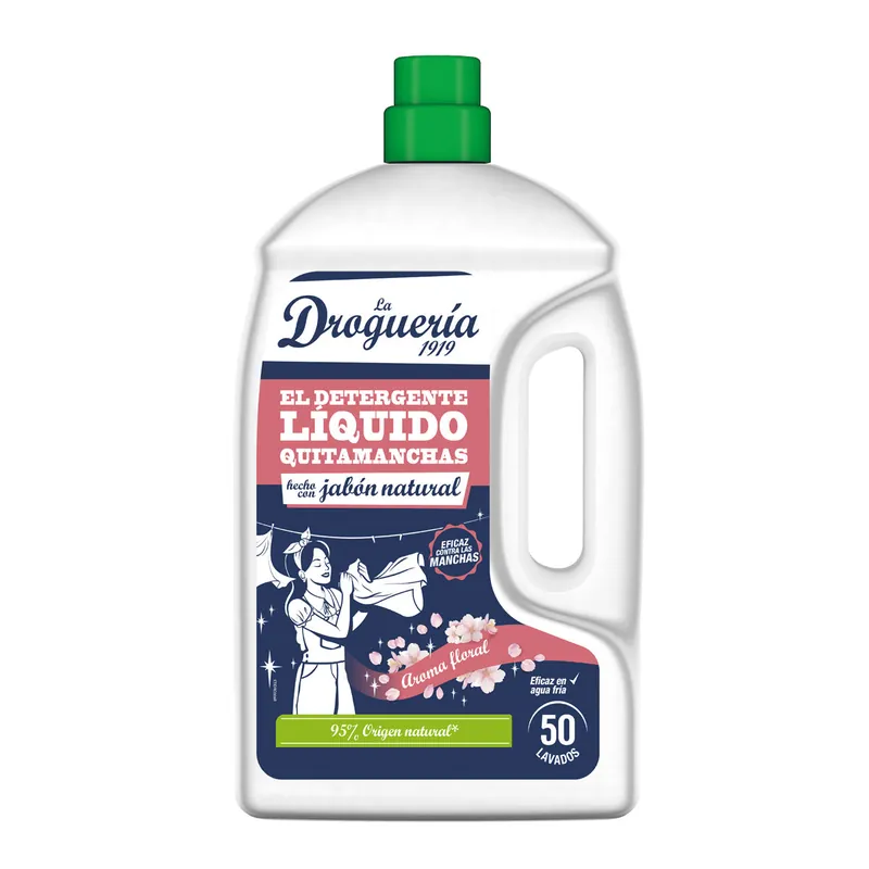 Exclusivo Detergente líquido con jabón natural aroma floral botella LA DROGUERIA 1919 50 dosis