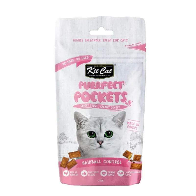 Kit Cat Purrfect Pockets - Hairball Control 60 g Snack funcional para gatos Hecho A Mano