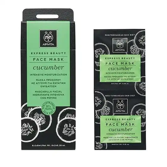 Últimas Unidades Mascarilla hidratante facial intensiva con pepino Express Beauty Apivita 2 x 8 ml